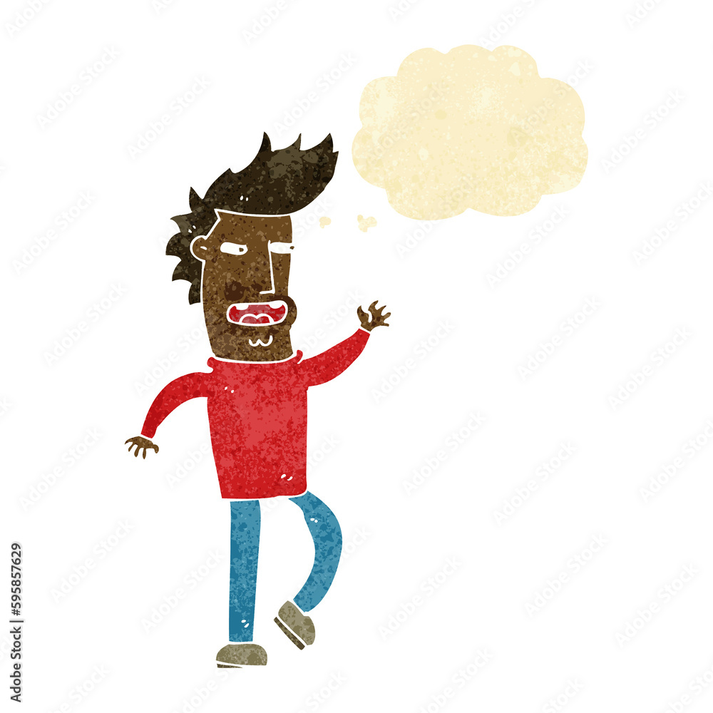 Fototapeta premium cartoon loudmouth man with thought bubble