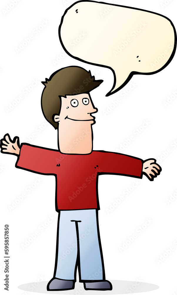 cartoon happy man with speech bubble cartoon happy man with speech bubble