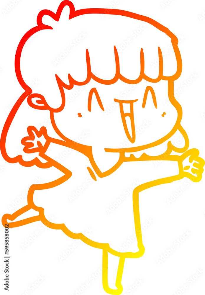 warm gradient line drawing of a cartoon woman warm gradient line drawing of a cartoon woman