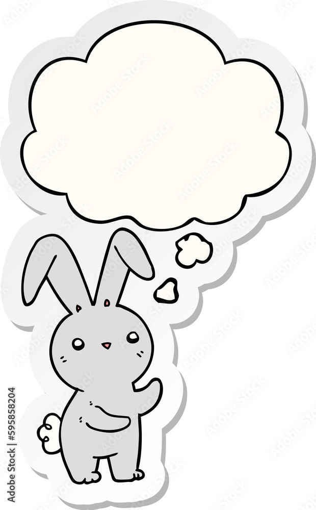 cute cartoon rabbit with thought bubble as a printed sticker cute cartoon rabbit with thought bubble as a printed sticker