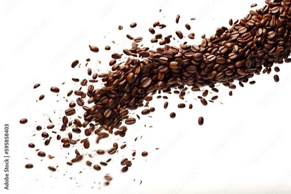 AI generated image of coffee beans over white AI generated image of coffee beans over white