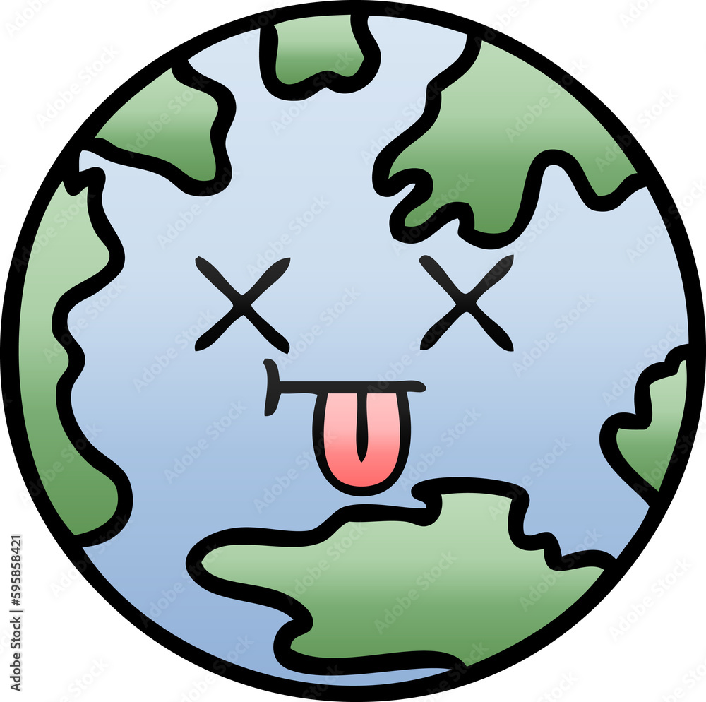 Obraz premium gradient shaded cartoon of a planet earth