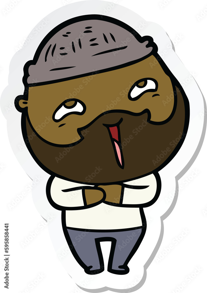 sticker of a cartoon happy bearded man sticker of a cartoon happy bearded man
