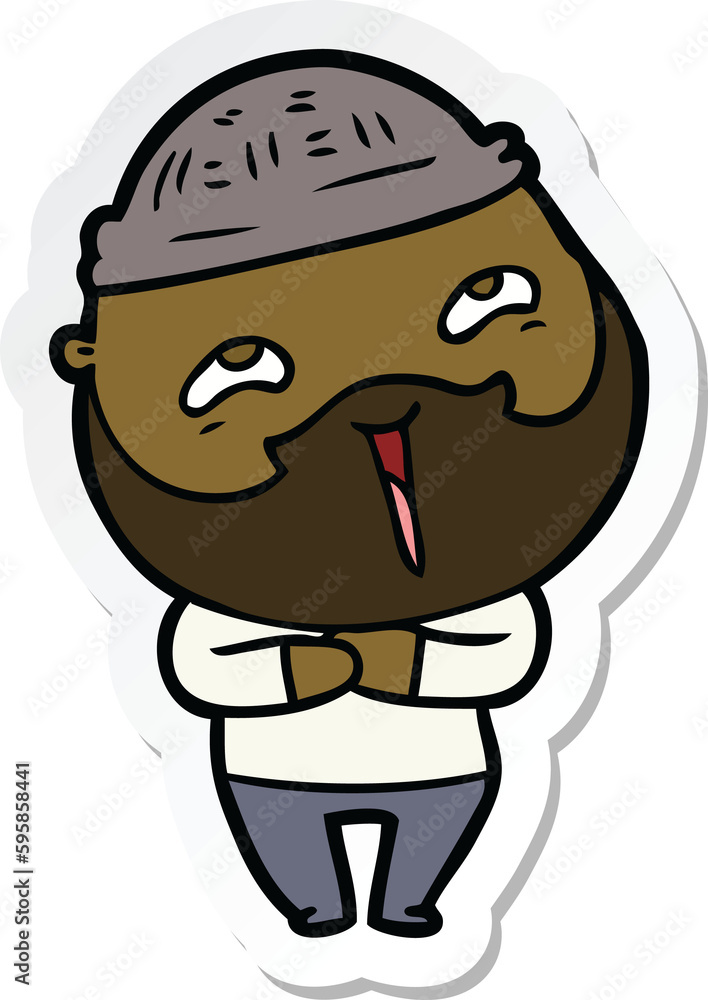 sticker of a cartoon happy bearded man