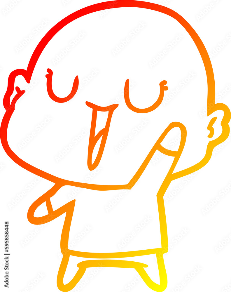 warm gradient line drawing of a happy cartoon bald man warm gradient line drawing of a happy cartoon bald man
