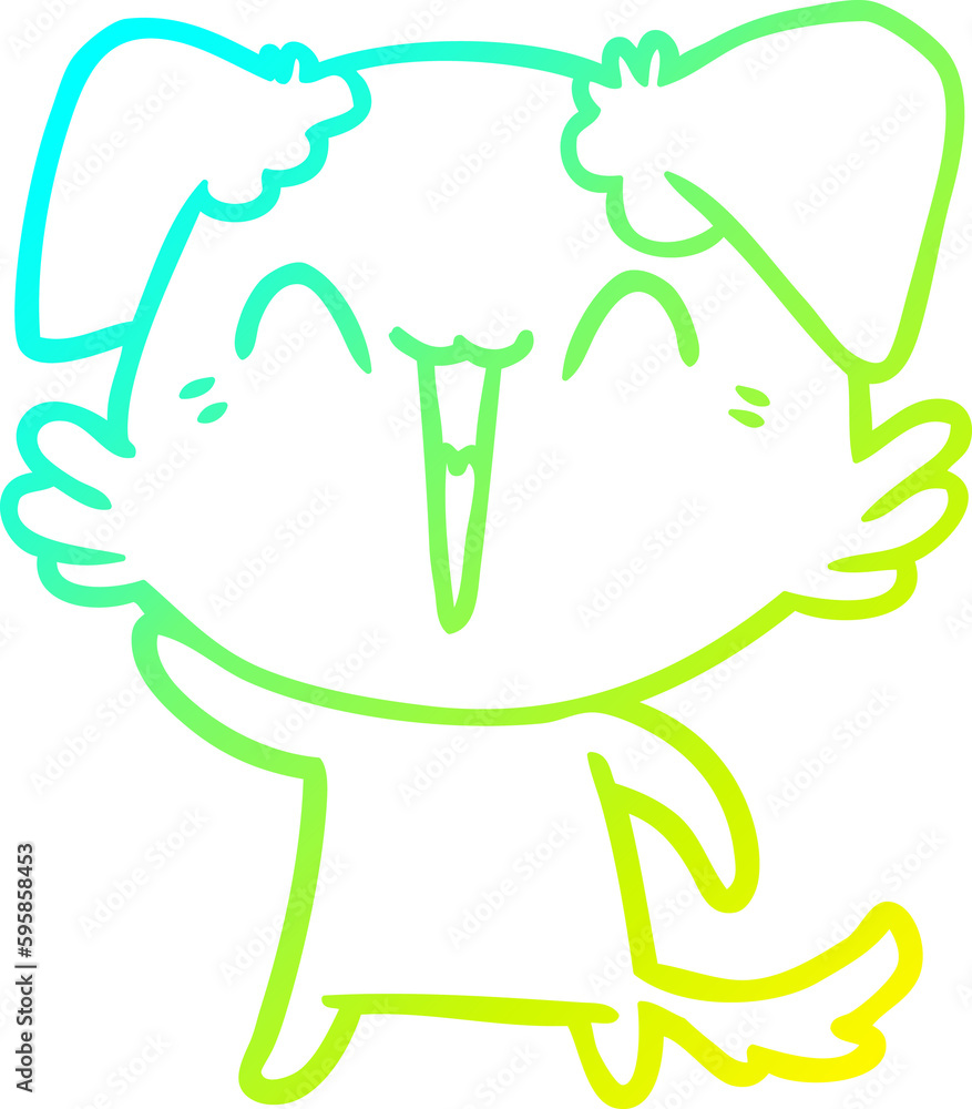 cold gradient line drawing of a waving little dog cartoon cold gradient line drawing of a waving little dog cartoon