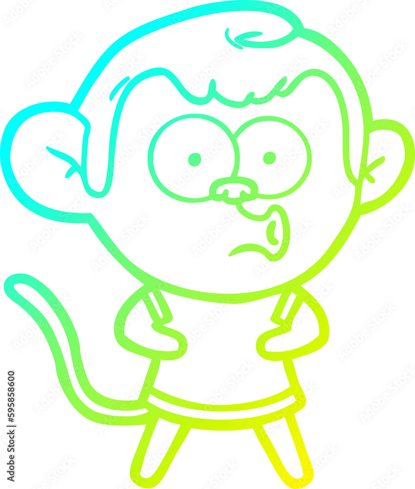 cold gradient line drawing of a cartoon surprised monkey cold gradient line drawing of a cartoon surprised monkey
