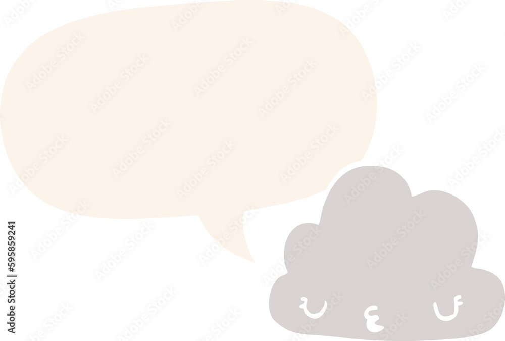 cute cartoon cloud with speech bubble in retro style cute cartoon cloud with speech bubble in retro style
