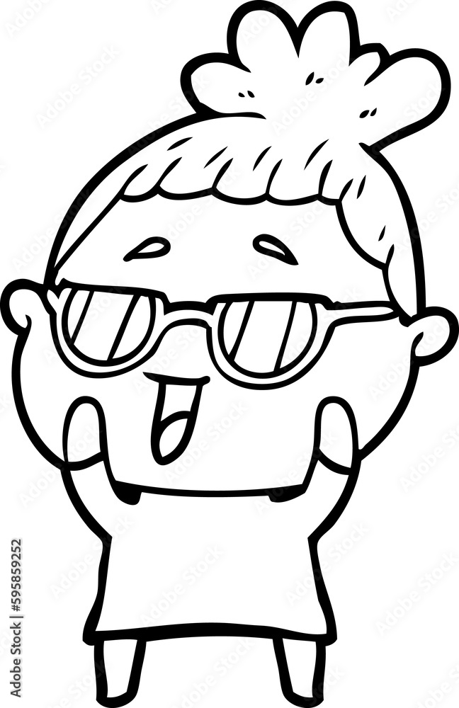 cartoon happy woman wearing spectacles cartoon happy woman wearing spectacles