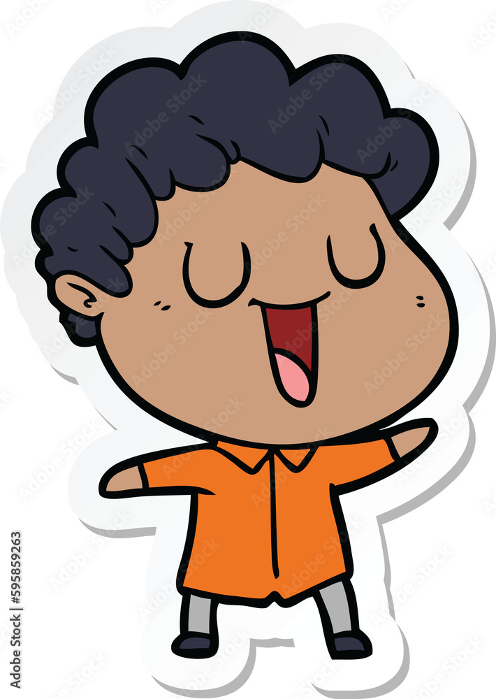 sticker of a laughing cartoon man sticker of a laughing cartoon man
