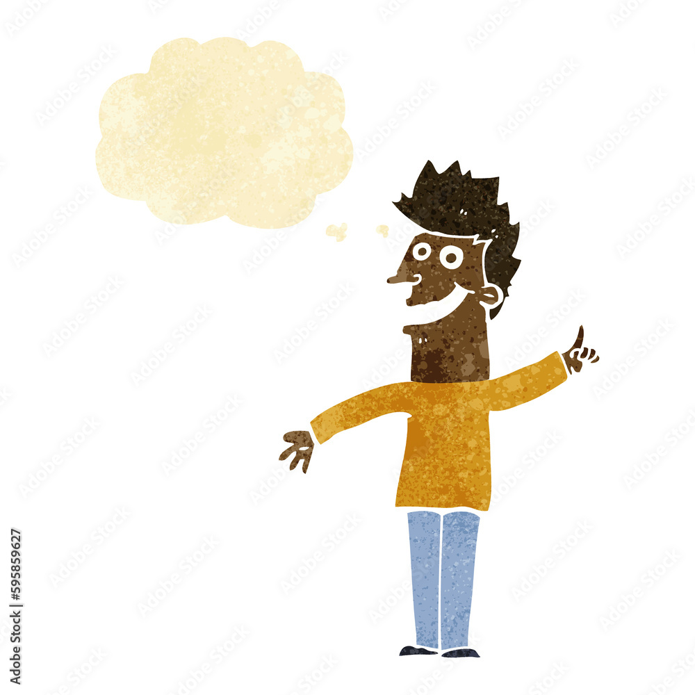 cartoon happy man with thought bubble cartoon happy man with thought bubble