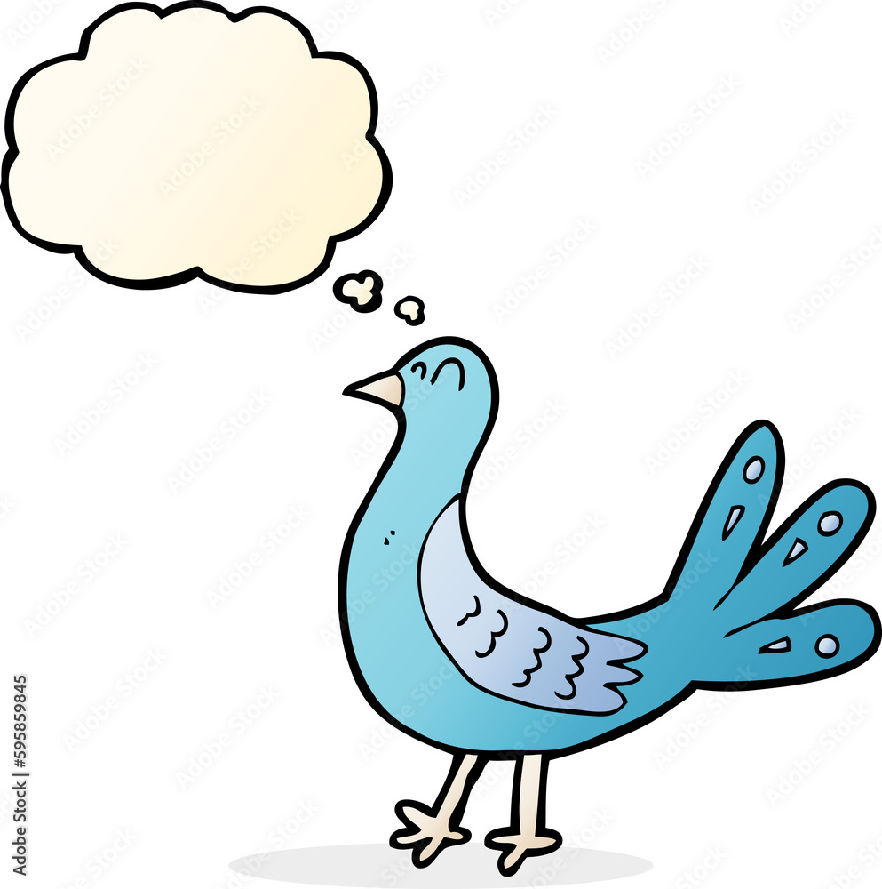 cartoon bird with thought bubble cartoon bird with thought bubble