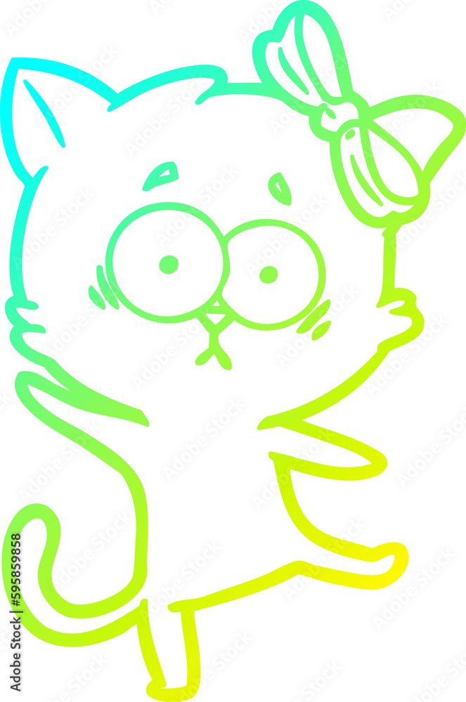 cold gradient line drawing of a cartoon cat cold gradient line drawing of a cartoon cat