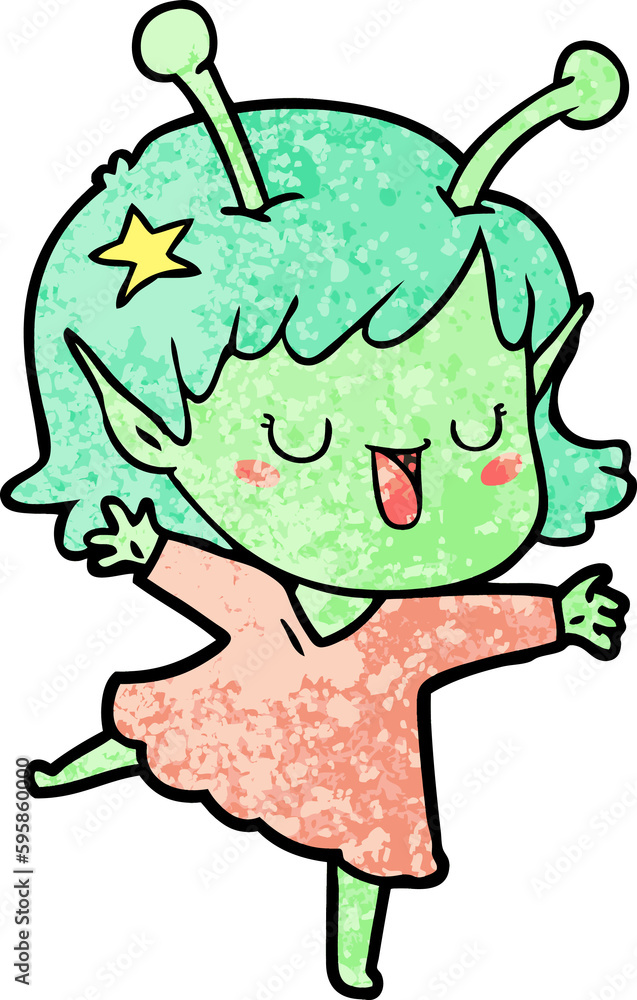 Fototapeta premium happy alien girl cartoon