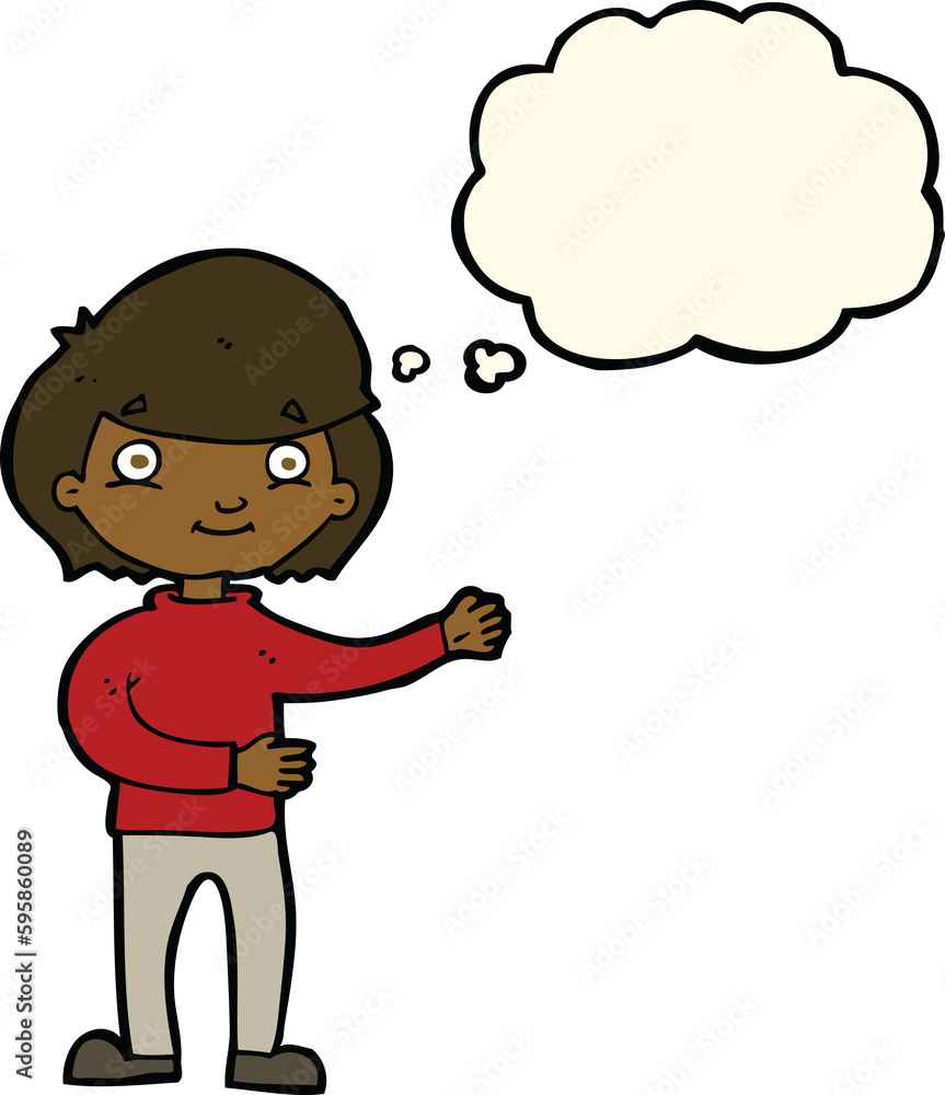 cartoon happy person with thought bubble cartoon happy person with thought bubble