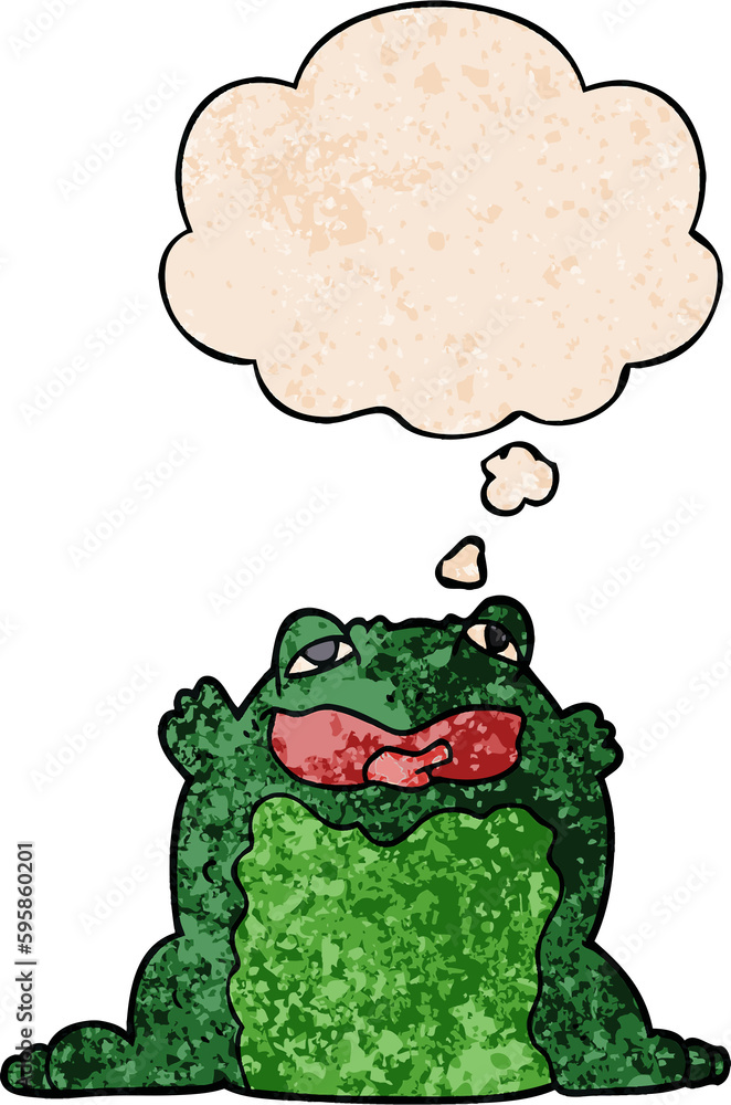 cartoon toad with thought bubble in grunge texture style cartoon toad with thought bubble in grunge texture style