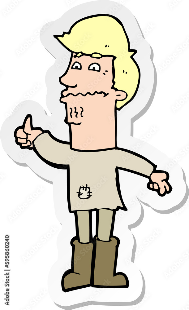 sticker of a cartoon nervous man sticker of a cartoon nervous man