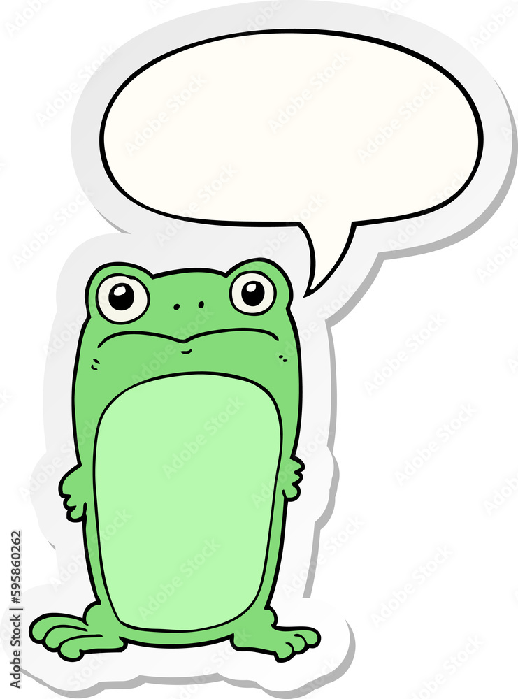 cartoon staring frog with speech bubble sticker cartoon staring frog with speech bubble sticker