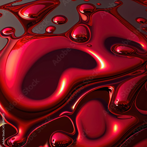 Red liquid abstract background, like in 3D style, ai generation