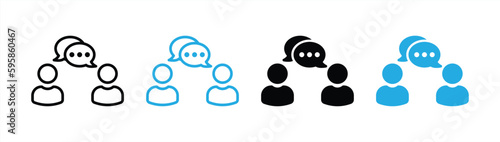 people talking icon set. line and flat style icon symbol sign collections, vector illustration