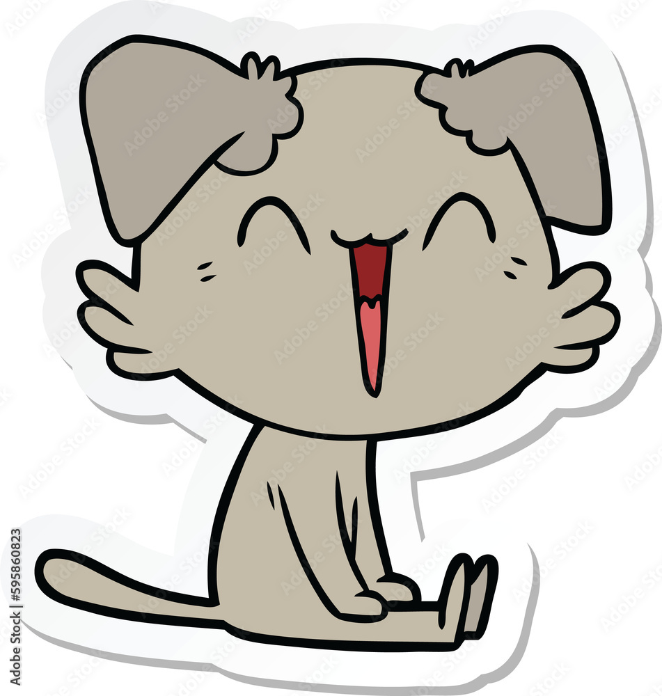 sticker of a happy little dog cartoon sticker of a happy little dog cartoon