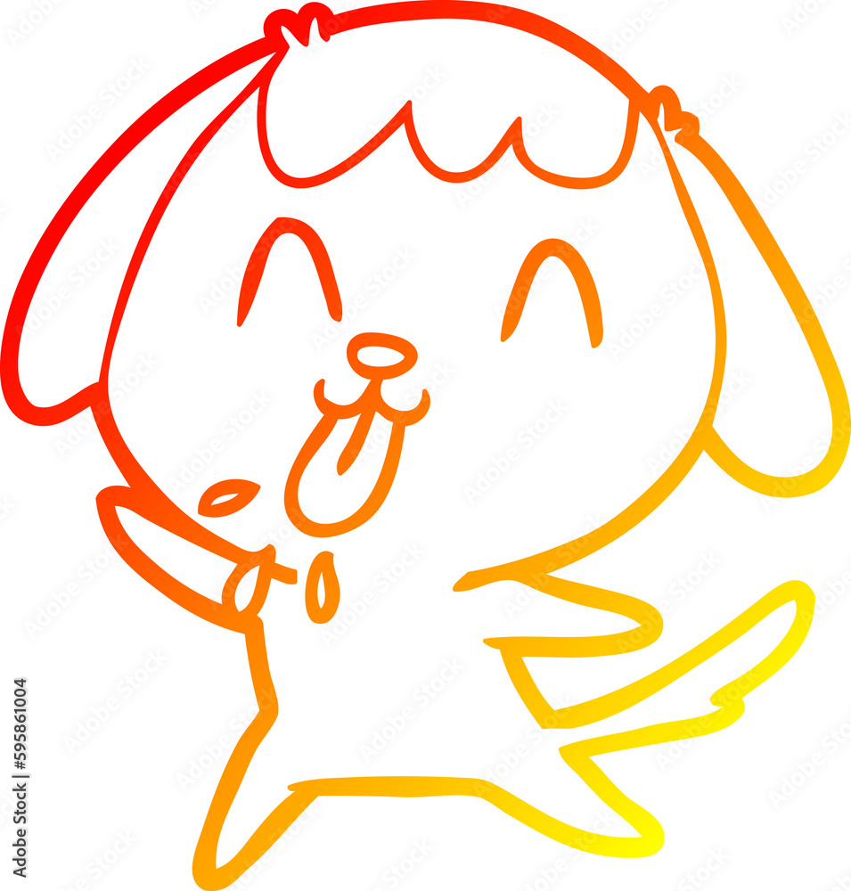 warm gradient line drawing of a cute cartoon dog warm gradient line drawing of a cute cartoon dog