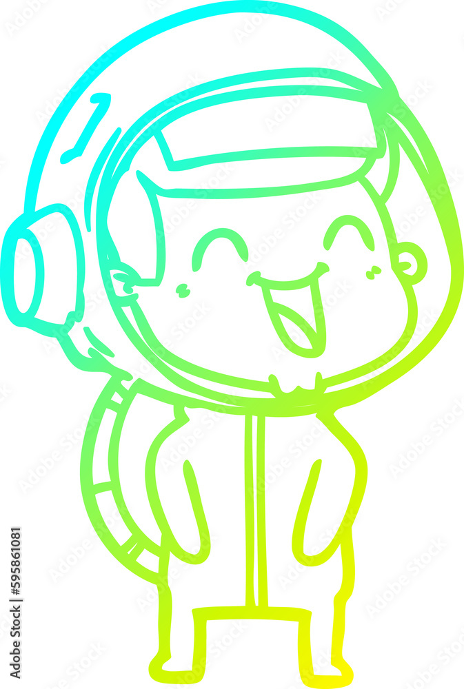 cold gradient line drawing of a happy cartoon astronaut cold gradient line drawing of a happy cartoon astronaut