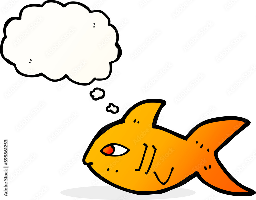 cartoon fish with thought bubble