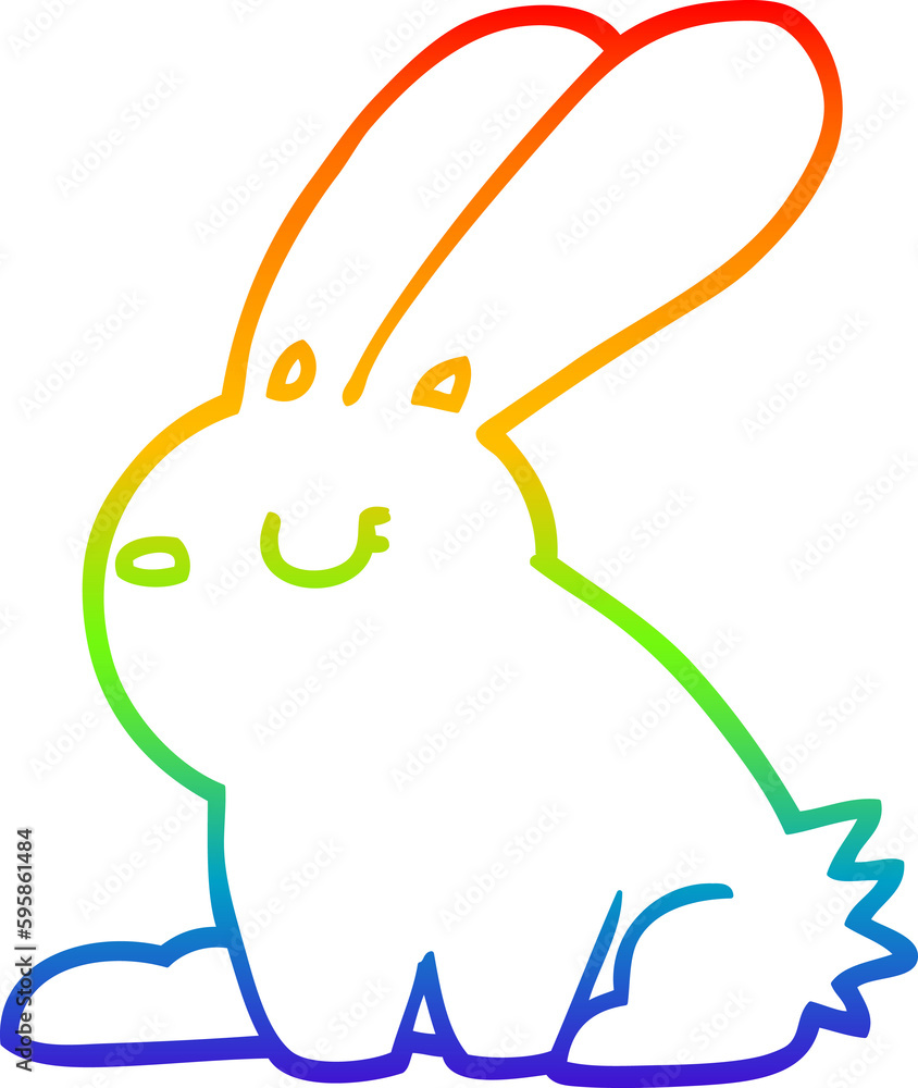rainbow gradient line drawing of a cartoon rabbit rainbow gradient line drawing of a cartoon rabbit