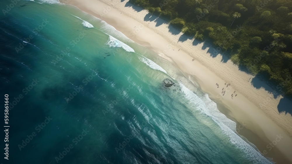 Fototapeta premium Flight over Arrifana Beach. Generative ai