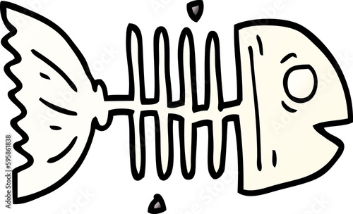 Canvas Print cartoon doodle fish bones