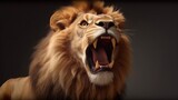 The mouth of a lion is open. Generative AI