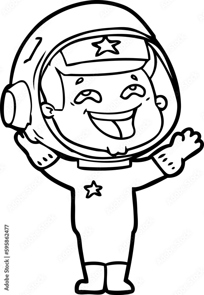 cartoon laughing astronaut