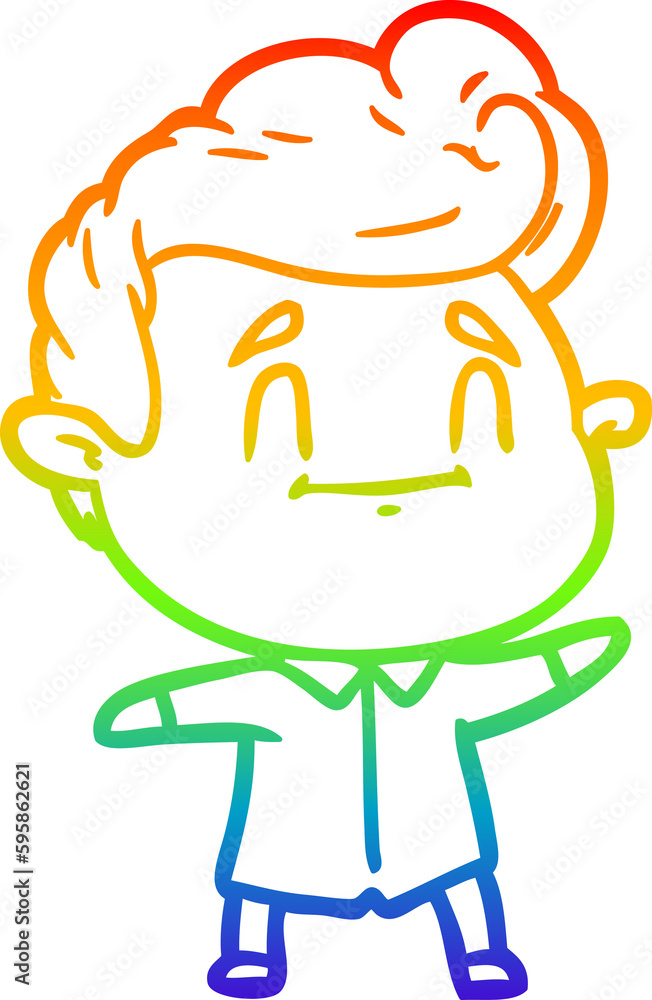 rainbow gradient line drawing of a happy cartoon man rainbow gradient line drawing of a happy cartoon man