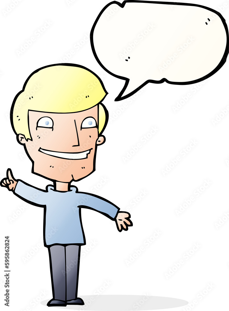 cartoon grinning man with idea with speech bubble cartoon grinning man with idea with speech bubble