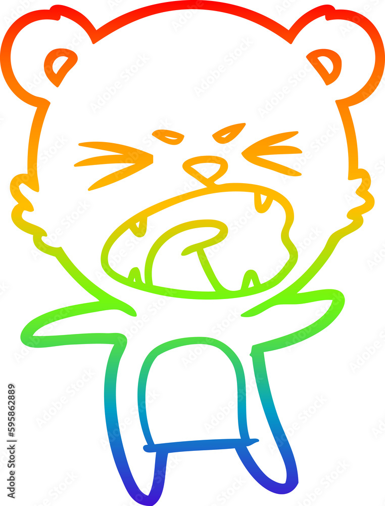 rainbow gradient line drawing of a angry cartoon bear rainbow gradient line drawing of a angry cartoon bear