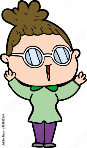 cartoon woman wearing spectacles