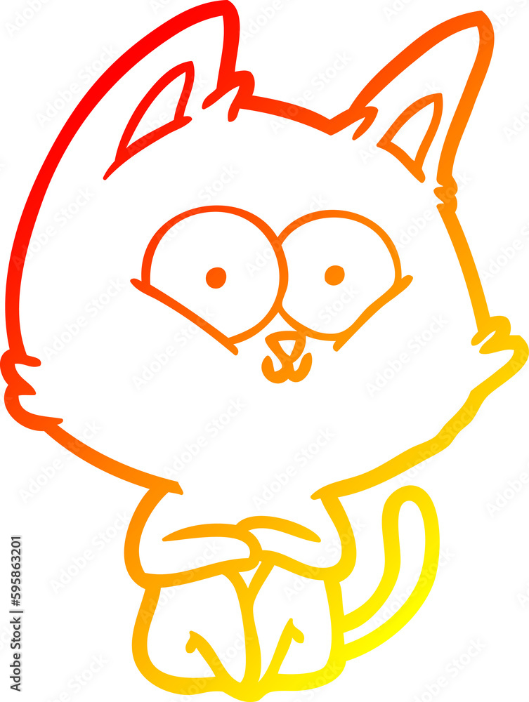 Obraz premium warm gradient line drawing of a cartoon cat