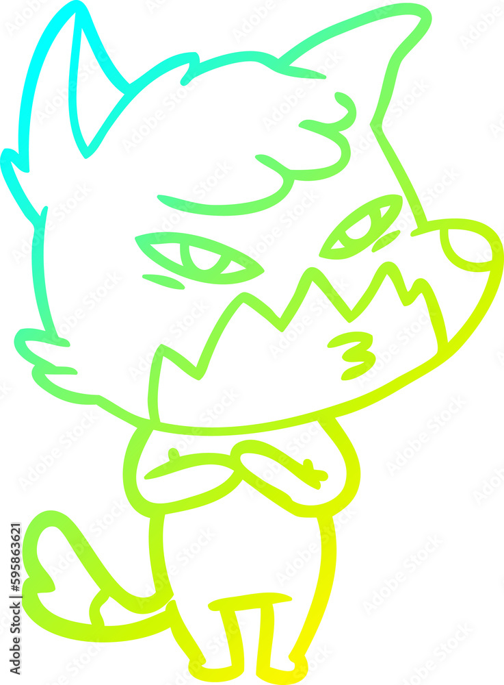 cold gradient line drawing of a clever cartoon fox cold gradient line drawing of a clever cartoon fox