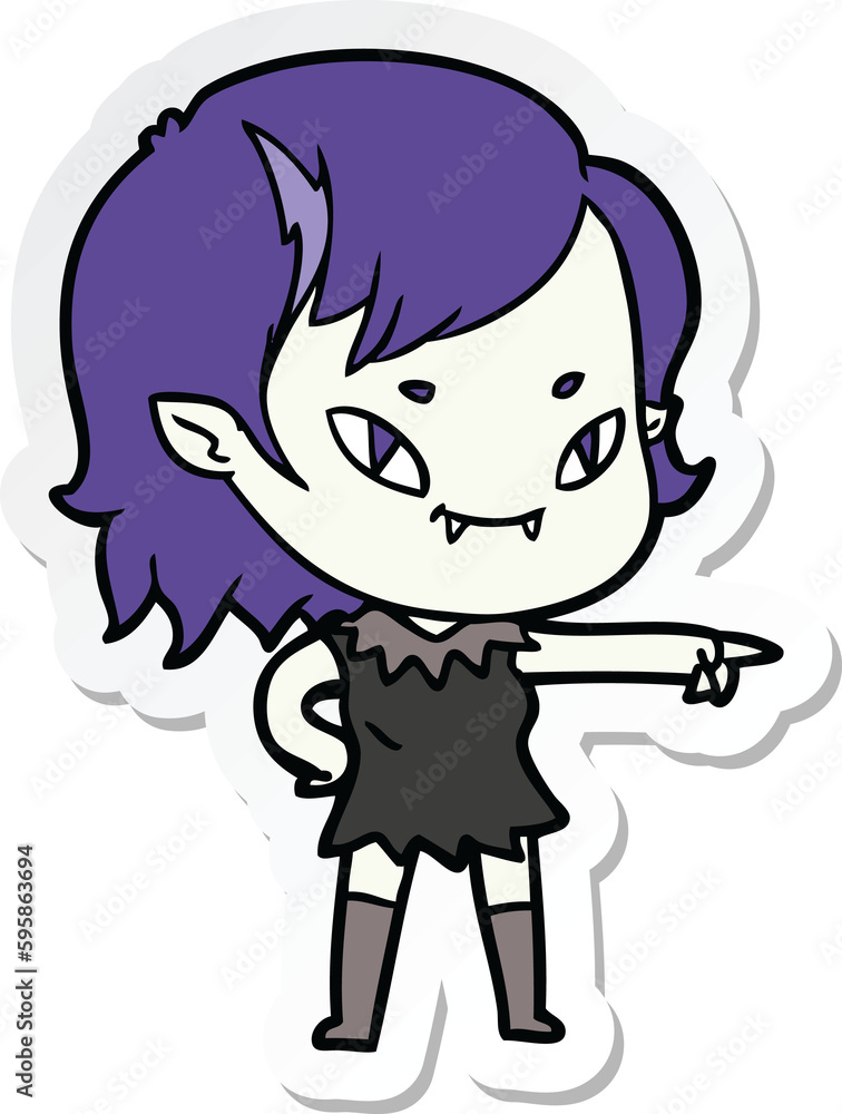 sticker of a cartoon friendly vampire girl sticker of a cartoon friendly vampire girl