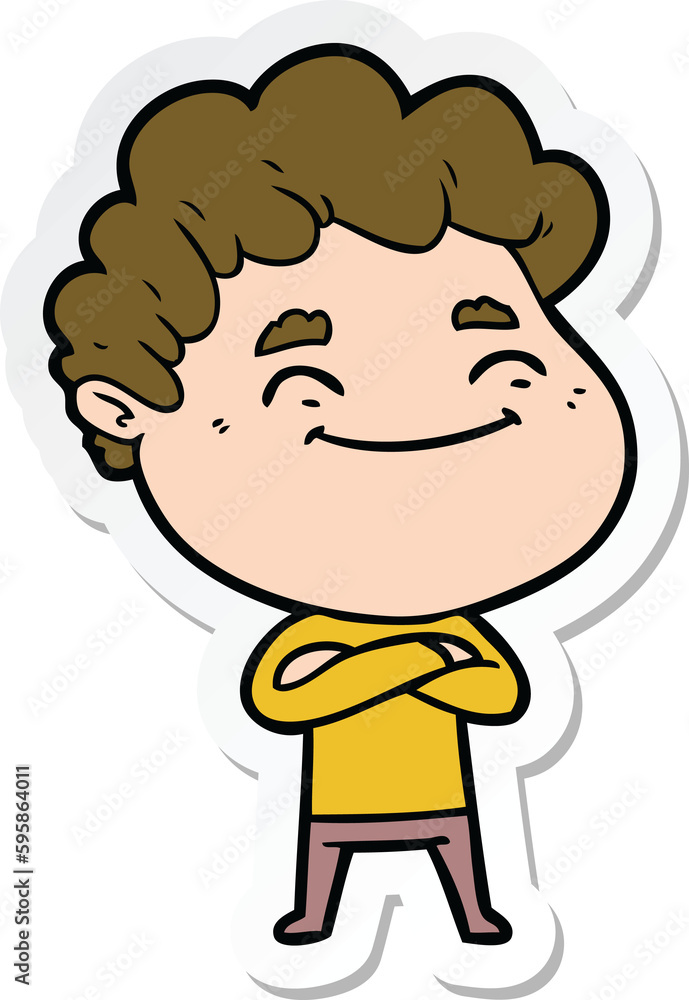 sticker of a cartoon friendly man sticker of a cartoon friendly man