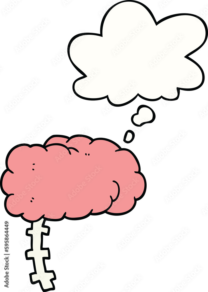 cartoon brain with thought bubble cartoon brain with thought bubble