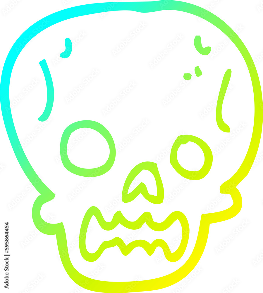 cold gradient line drawing of a cartoon halloween skull cold gradient line drawing of a cartoon halloween skull