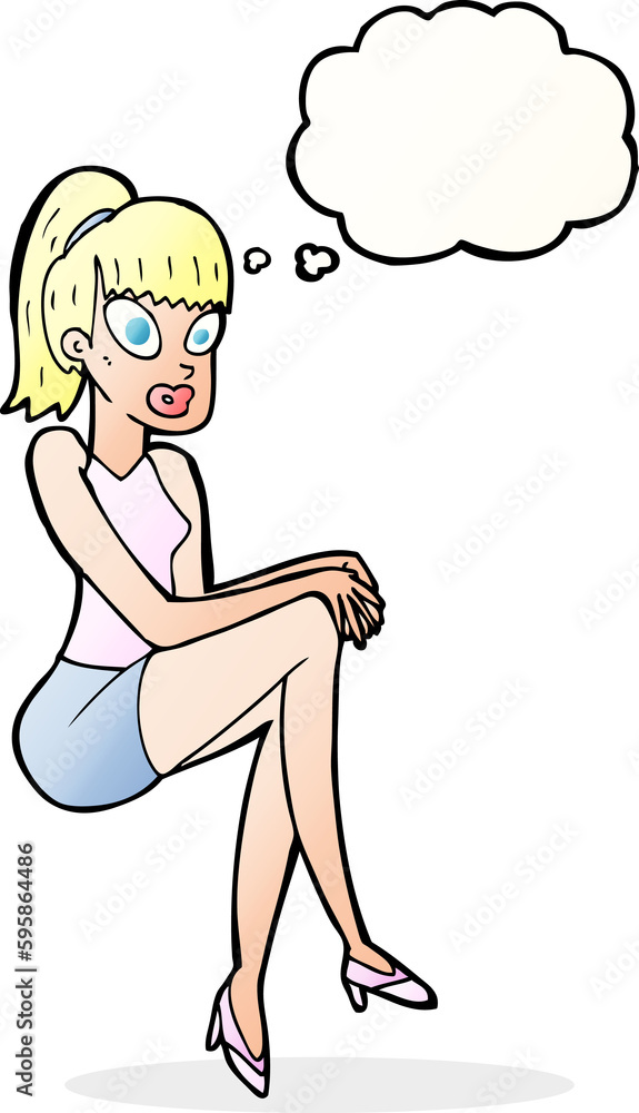 cartoon pretty woman with thought bubble cartoon pretty woman with thought bubble