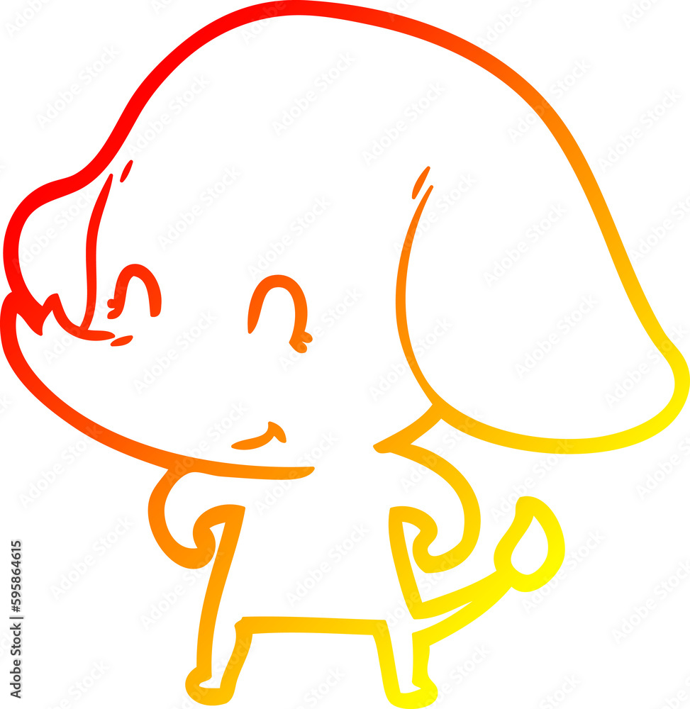 warm gradient line drawing of a cute cartoon elephant warm gradient line drawing of a cute cartoon elephant