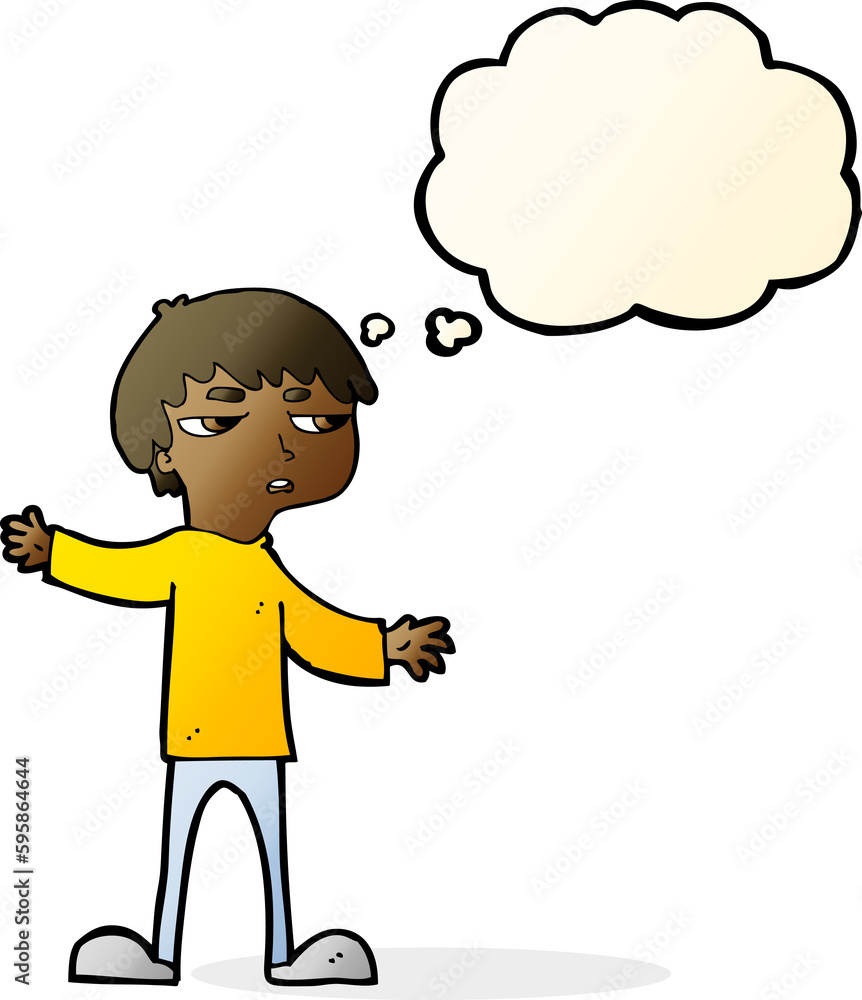 cartoon annoyed boy with thought bubble cartoon annoyed boy with thought bubble
