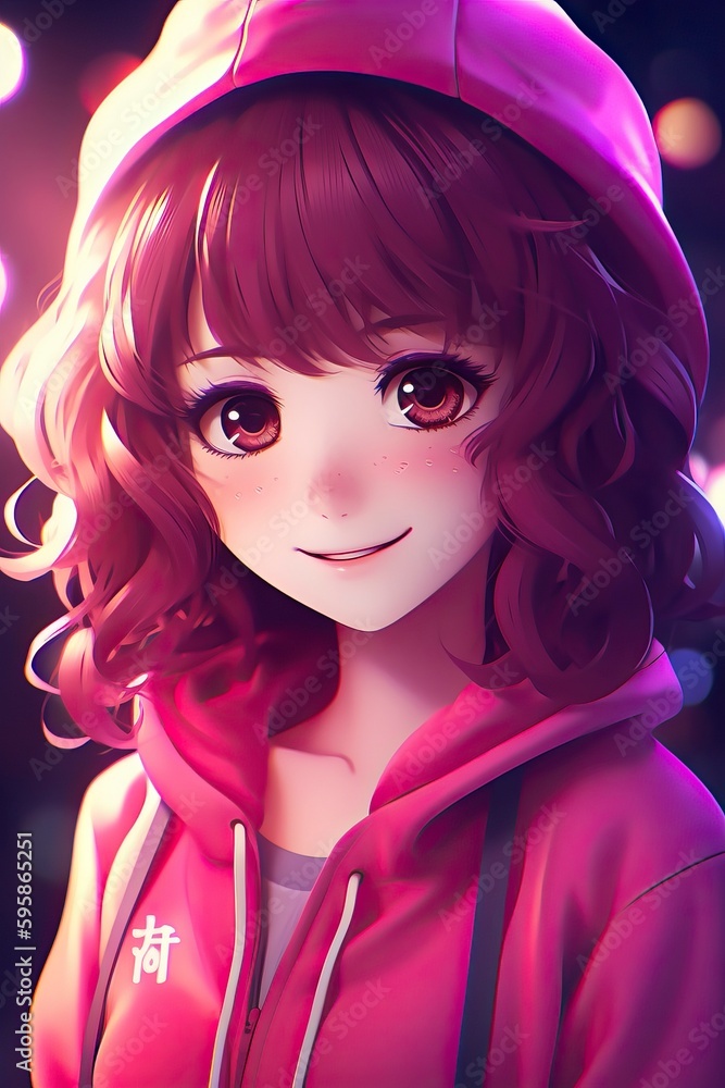 Girl anime character portrait, Generated AI Girl anime character portrait, Generated AI