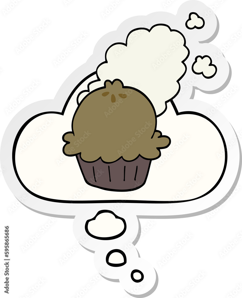 cute cartoon pie with thought bubble as a printed sticker cute cartoon pie with thought bubble as a printed sticker