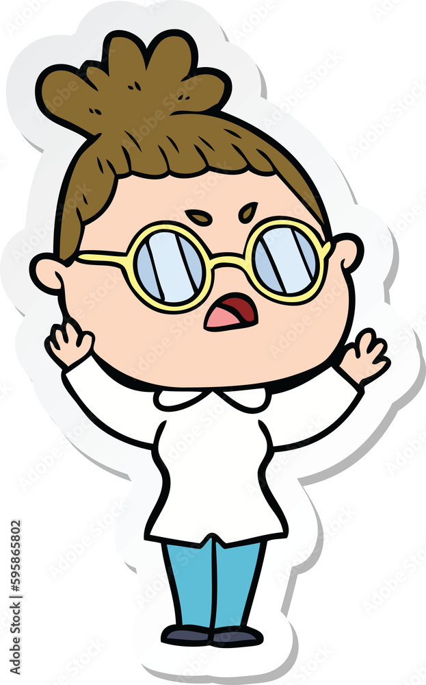 Fototapeta premium sticker of a cartoon annoyed woman