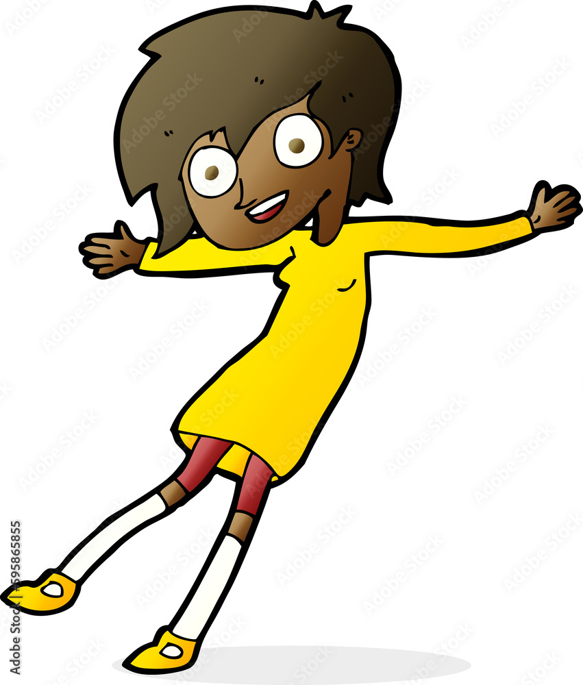 Fototapeta premium cartoon crazy excited girl